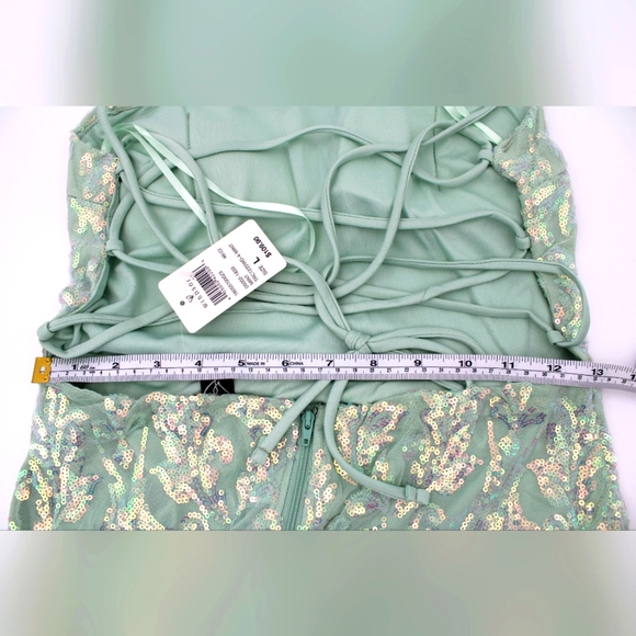 Sequin Lace-Up Mermaid Formal Dress, Mint (L & XL, NWT) - Picture 5 of 10